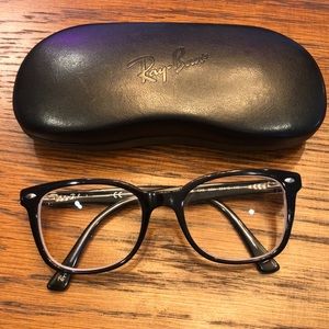 Ray Ban black frame glasses with case